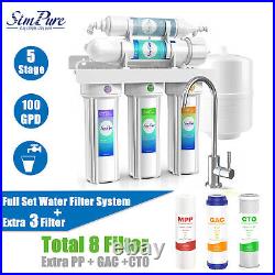 100 GPD 5 Stage RO Reverse Osmosis Drinking Water Filtration System Under Sink