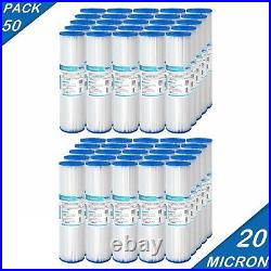 100 Pack 10 x 2.5 Washable Whole House Pleated Sediment Water Filter 20 Micron