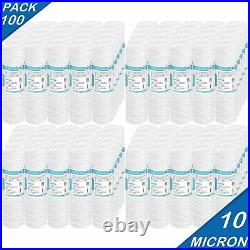 100 Pack String Wound 10x2.5 Whole House Farm Sediment Water Filter 10 Micron