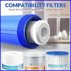 10 Inch Big Blue Whole House Water Filter Housing System & 10 x 4.5 Cartridge