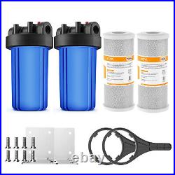 10 Inch Big Blue Whole House Water Filter Housing System Set 10 x4.5 Cartridge