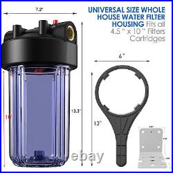 10 Inch Clear Big Blue Whole House Water Filter Housing System 4.5x10 Cartridge