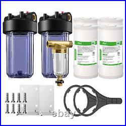 10 Inch Clear Whole House Water Filter Housing Set 10 x4.5 PGC Sediment Carbon