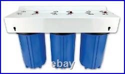 10 Inch Jumbo Water Filter Housing Triple Unit High Flow Whole House Big Blue