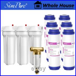 10 Inch Whole House Water Filter Housing System Carbon Block Replacement Filters