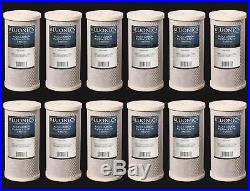12-PK Carbon Block Big Blue 10 x 4.5 Whole House Charcoal Water Filter 5 Micron
