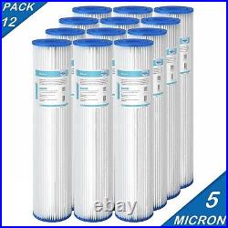 12 Pack 20x4.5 Whole House Pleated Sediment Water Filter Replacement 5 Micron