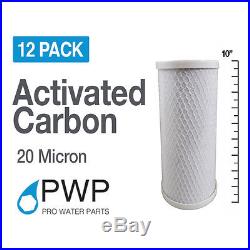 12 Pack 4.5 x 10 In Carbon Block Water Filter Whole House RO CTO 20 Micron