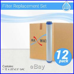 12 x Max Water Whole House GAC UDF GAC Coconut Shell Carbon Filter, 20x2.5