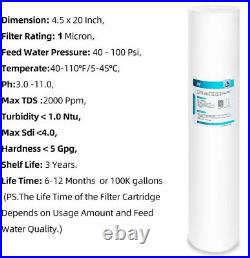 18PCS 1 Micron 20x4.5 Sediment Water Filter For Big Blue Whole House Cartridge