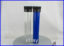20 2 Stage Whole House Water Filter System, High Quality 3/4 Clear & Blue