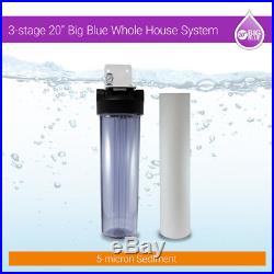 20 Big Blue Whole House Water Filter 1 Ports Sediment + Dry Pressure Gauge