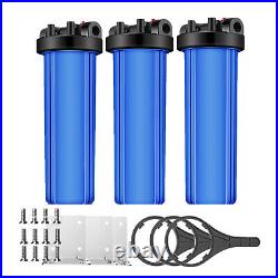 20 Big Blue Whole House Water Filter Housing System String Wound Sediment Set