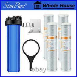 20 Big Blue Whole House Water Filter Housing with 4 Carbon Cartridge Replacement