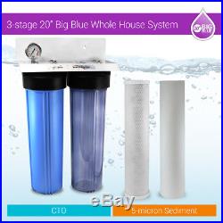 20 Dual Big Blue Clear Whole House Water Filter 1, With Pressure Gauge