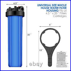 20 Inch Big Blue Whole House Water Filter Housing & 4 CTO Carbon Block Cartridge