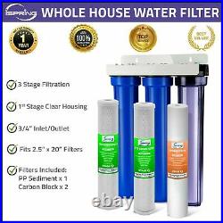 20 Inch Big Blue Whole House Water Filter Housing Sediment CTO Carbon Cartridges