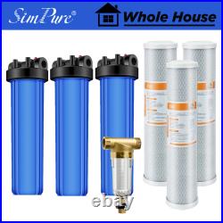 20 Inch Big Blue Whole House Water Filter Housing System 20 x 4.5 Carbon Block