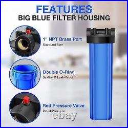 20 Inch Whole House Water Filter Housing System &4PCS 20 x 4.5 Carbon Purifier