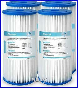 20 Micron 10x4.5 Whole House Big Blue Sediment Pleated Water Filter 4-18 Pack