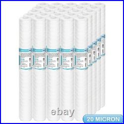 20 Micron 20x2.5 Whole House String Wound Sediment Filter Cartridges 1-25 Pack