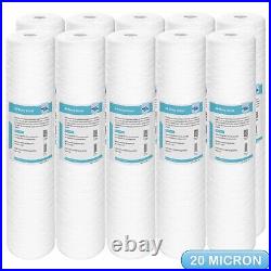 20 Micron 20x4.5 String Wound Whole House Well Sediment Water Filter 1-10 Pack