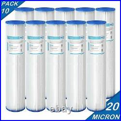 20 Micron 20x4.5 Whole House Pleated Sediment Water Filter Replacement 10 Pack