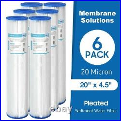20 Micron 20x4.5 Whole House Pleated Sediment Water Filter Replacement 6-Pack