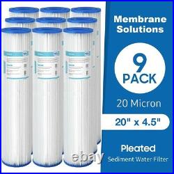 20 Micron 20x4.5 Whole House Pleated Sediment Water Filter Replacement 9-Pack