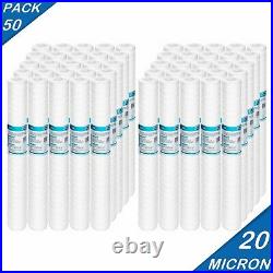 20 Micron 2.5x20-inch Whole House String Wound RO Sediment Water Filter 50 Pack