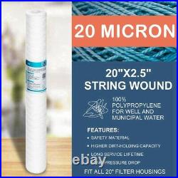 20 Micron 2.5x20-inch Whole House String Wound RO Sediment Water Filter 50 Pack