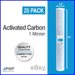 20 Pack 2.5 x 20 In Carbon Block Water Filter Whole House RO CTO 1 Micron