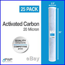 20 Pack 2.5 x 20 In Carbon Block Water Filter Whole House RO CTO 20 Micron
