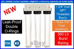 20 Whole House Water Filter System 3 Clear High Quality Pressure Flow Rate 3/4