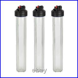 20 x 2.5 Three Crystal Clear Water Filter Housings 3/4 NPT Ports Whole House