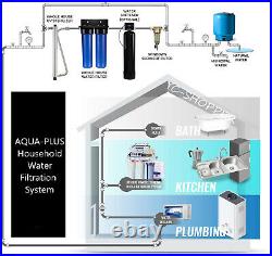20 x 4.5 Big Blue Twin Whole House Water Filter System 2 stages 1 Brass Port