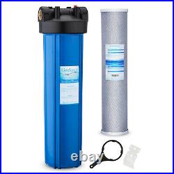 20 x 4.5 Big Blue Whole House Water Filter Housing Plus Carbon Block Filter