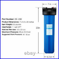 20 x 4.5 Big Blue Whole House Water Filter Housing Plus Carbon Block Filter