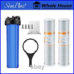 20 x 4.5 Big Blue Whole House Water Filter Housing System 2PC CTO Carbon Block