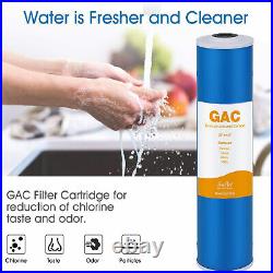 20x4.5 3Stage Big Blue Whole House Water Filter System Sediment Carbon Purifier