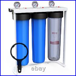 20x4.5 3-Stage Whole House Water Filter System 5? M Big Blue Housing 150,000 gal