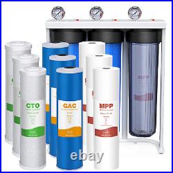 20x4.5 Big Blue Whole House Water Filter System with 3 Set Filter Cartridge