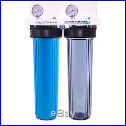 20x4.5 Big Blue two Stage Whole House Water Filter System, 3/4 in/out Ports