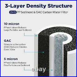 24 Pack 5? M 10x4.5 2in1 2-Stage PP Sediment GAC Carbon Water Filter Whole House