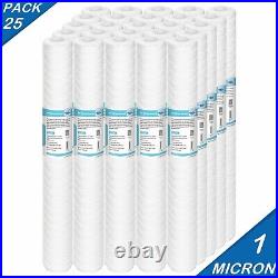 25 Pack 20x2.5 String Wound Whole House Water Sediment Filter 1/5/10/20 Micron