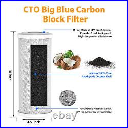 2Pack 10 Inch Big Blue Clear Whole House Water Filter Housing &4p Carbon System