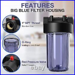 2Pack 10 Inch Clear Big Blue Whole House Water Filter Housing &4p Pleated System