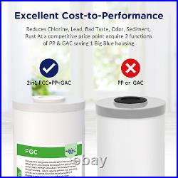 2Pack 10 Inch Whole House Water Filter Housing System &2P 10x4.5 PGC PP Carbon