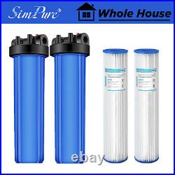 2Pack 20 Inch Big Blue Whole House Water Filter Housing System Pleated Sediment