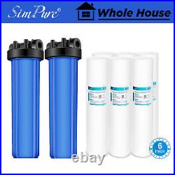 2Pack 20 Inch Whole House Water Filter Housing &6 PP Sediment Replacement Filter
